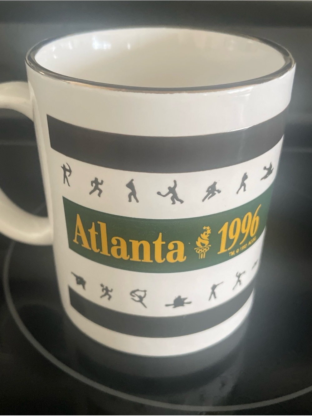 Atlanta 1996 Commemorative White and Green Ceramic Mug VTG